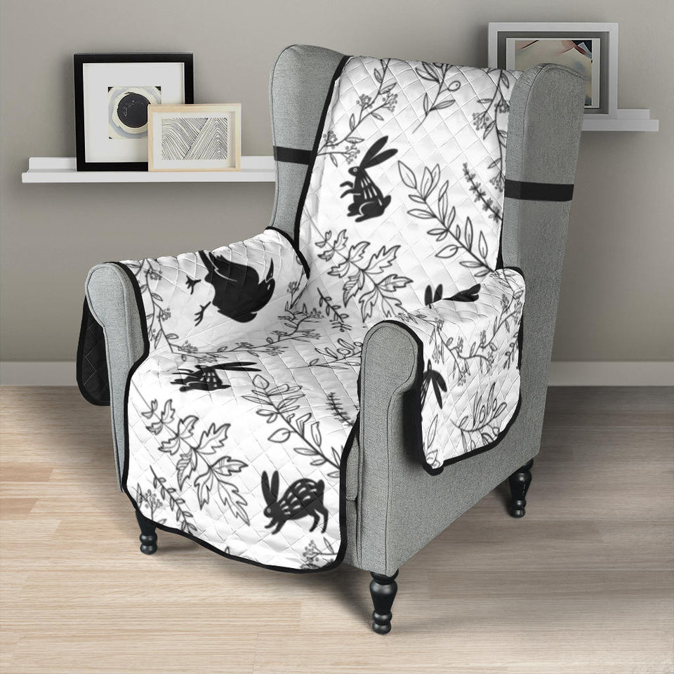 Crows floral wreath rabbit pattern Chair Cover Protector