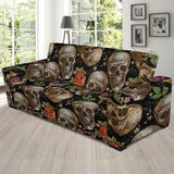 Skull Rose Humming Bird Flower Pattern Sofa Slipcover