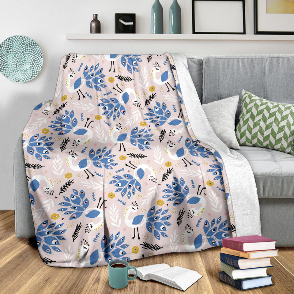 Cute Peacock Pattern Premium Blanket