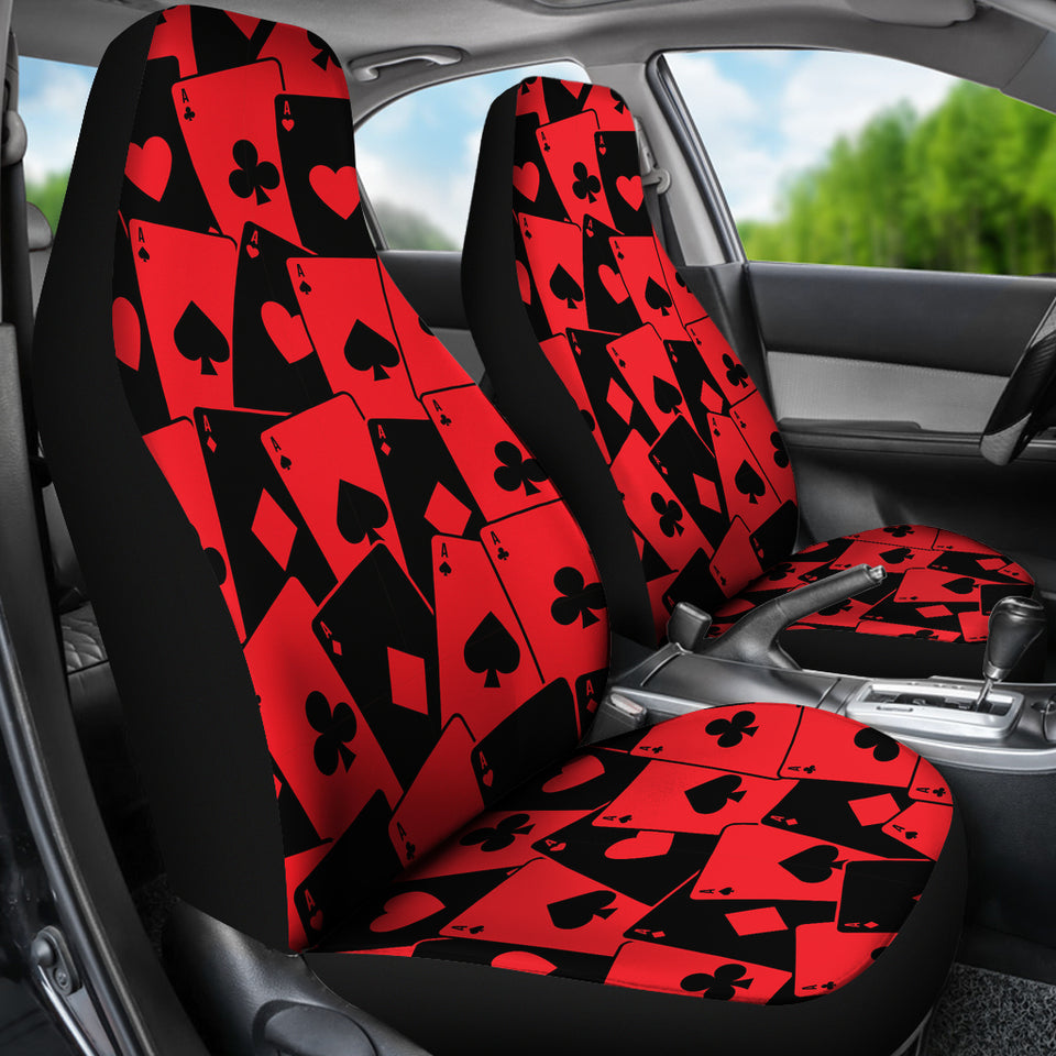 Casino Cards Suits Pattern Print Design 02 Universal Fit Car Seat Covers