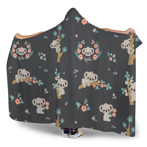 Cute Koala Pattern Hooded Blanket