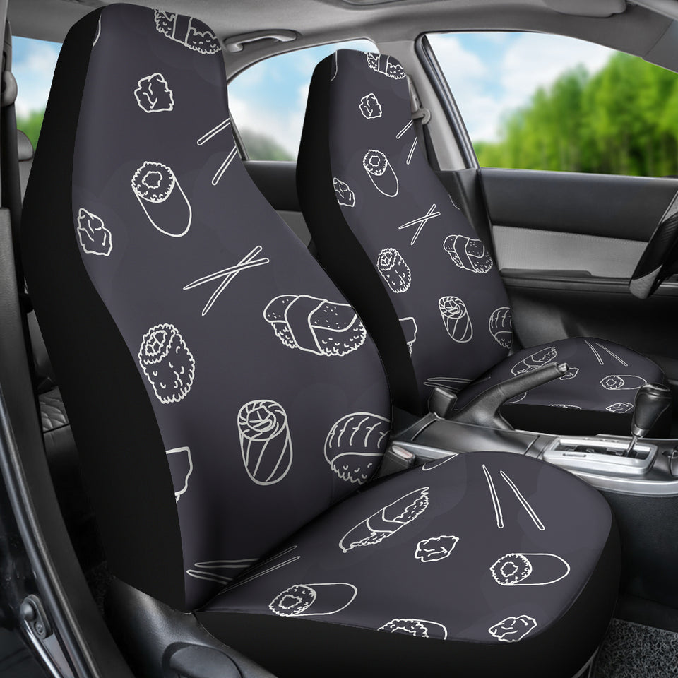 Sushi Pattern Black Background  Universal Fit Car Seat Covers
