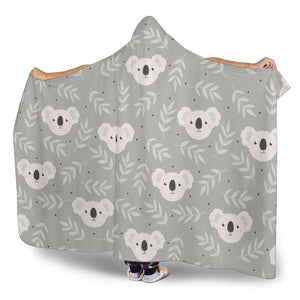 Cute Koala Leaves Pattern Hooded Blanket