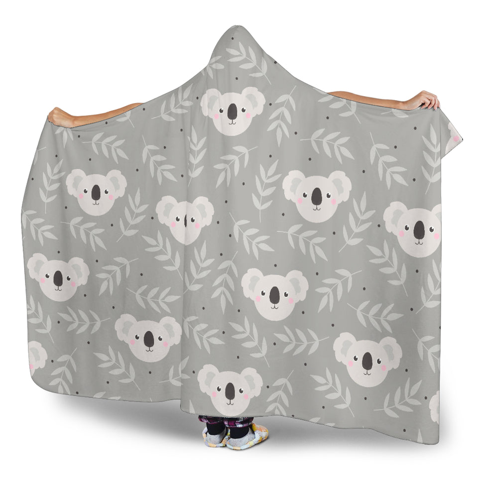 Cute Koala Leaves Pattern Hooded Blanket
