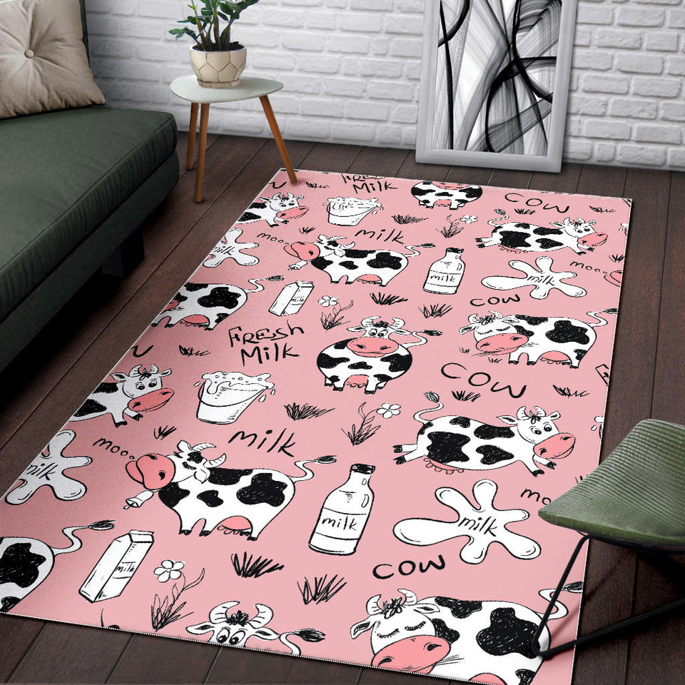 Cows Milk Product Pink Background Area Rug