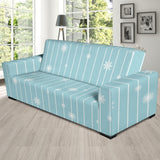 Snowflake Pattern Blue Stripe Background Sofa Slipcover