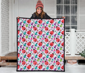 Ladybug Pattern Print Design 03 Premium Quilt