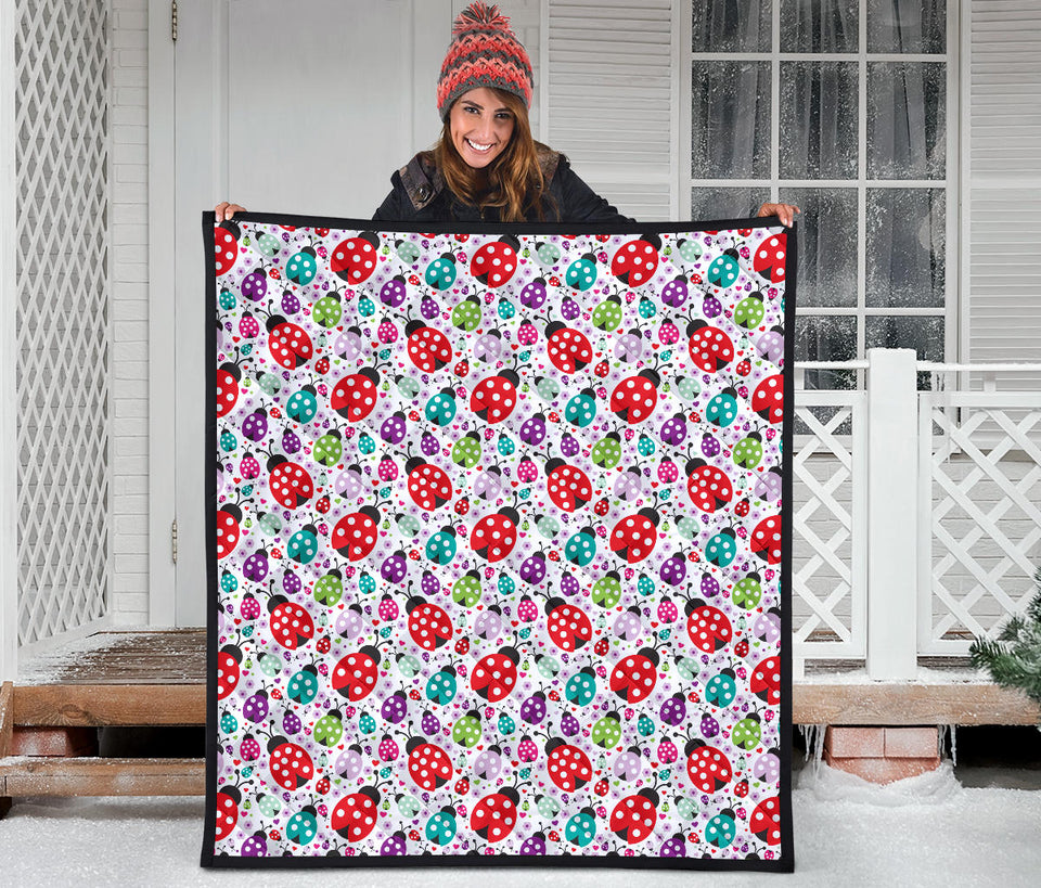 Ladybug Pattern Print Design 03 Premium Quilt