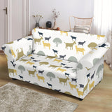 Silhouettes Of Goat And Tree Pattern Loveseat Couch Slipcover