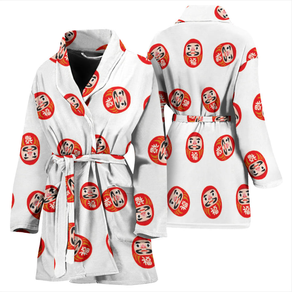 Daruma Japanese Wooden Doll Pattern Women'S Bathrobe