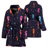 Watercolor Colorful Seahorse Pattern Women'S Bathrobe