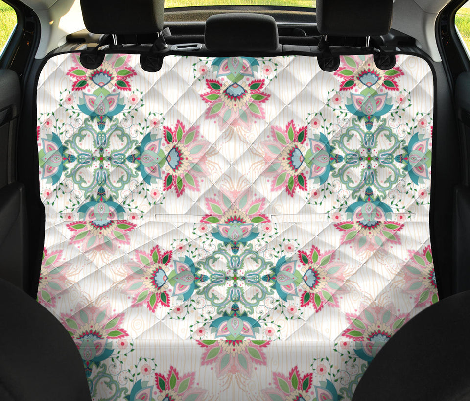 Square Floral Indian Flower Pattern Dog Car Seat Covers