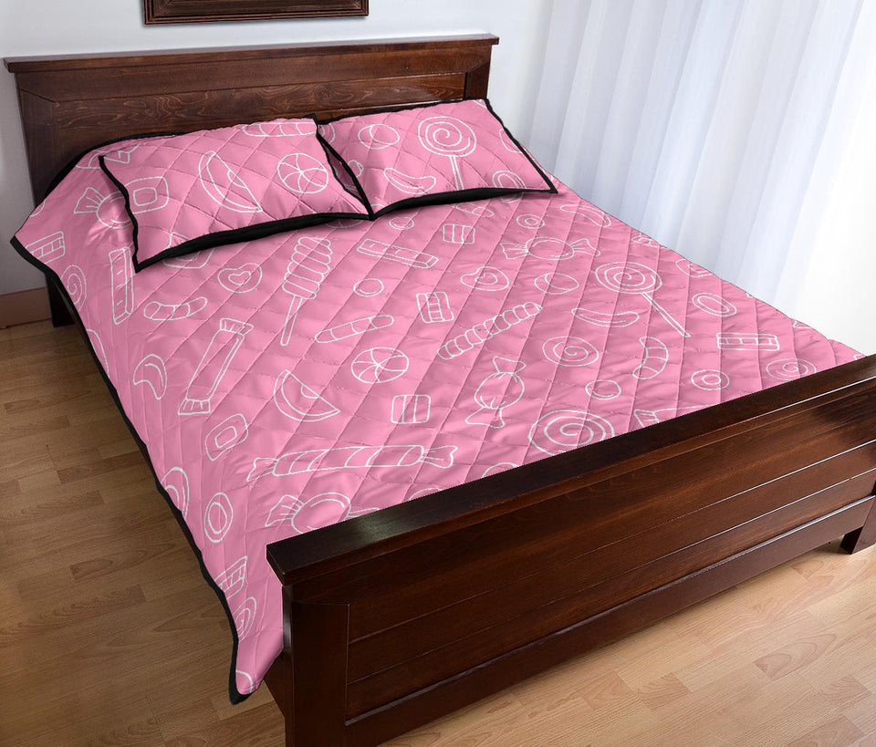Sweet candy pink background Quilt Bed Set