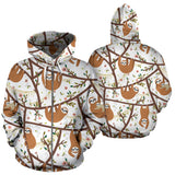 Sloths Hanging On The Tree Pattern Zip Up Hoodie