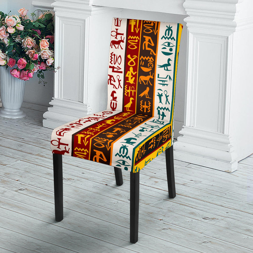 Egypt Hieroglyphics Pattern Print Design 01 Dining Chair Slipcover