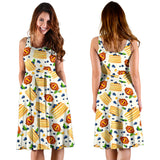 Pancake Pattern Print Design 02 Sleeveless Midi Dress