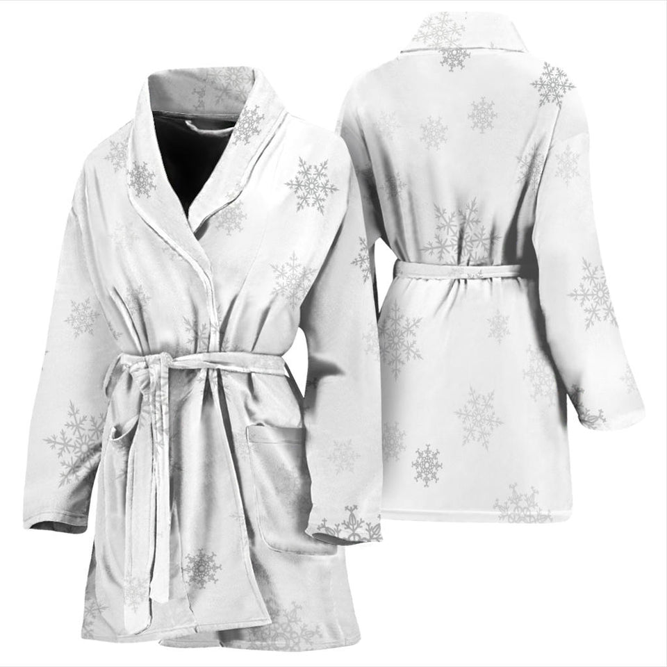 Snowflake Pattern White Background Women'S Bathrobe