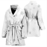 Snowflake Pattern White Background Women'S Bathrobe