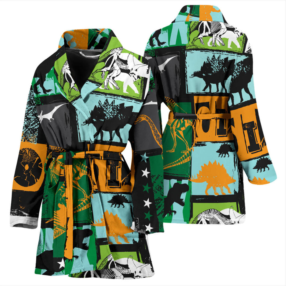 Dinosaurs Print Pattern Women'S Bathrobe