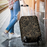 Luxurious Gold Lotus Waterlily Black Background Luggage Covers