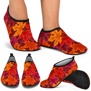 Autumn Maple Leaf Pattern Aqua Shoes