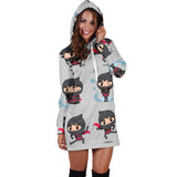 Cute Ninja Pattern Women'S Hoodie Dress