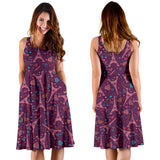 Eiffel Tower Heart Pattern Print Design 04 Sleeveless Midi Dress