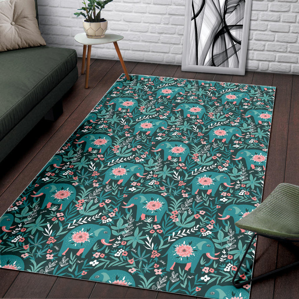 Elephants Jungle Pattern Area Rug