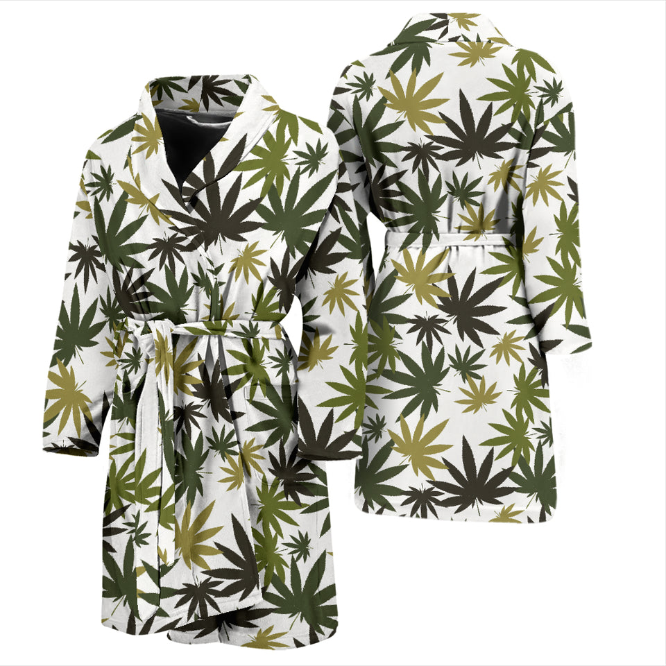 Canabis Marijuana Weed Pattern Print Design 05 Men's Bathrobe