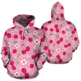 Cherry Flower Pattern Pink Background Men Women Pullover Hoodie