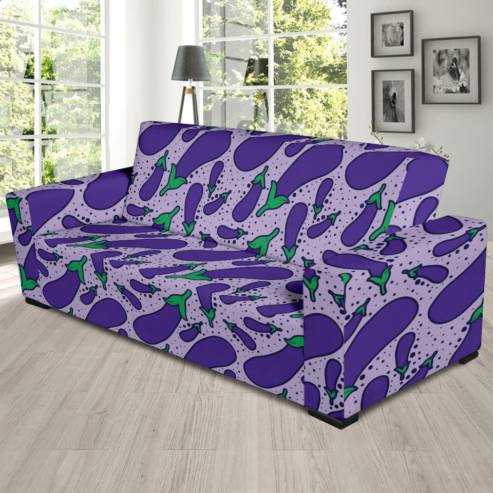 Eggplant Pattern Print Design 03 Sofa Slipcover
