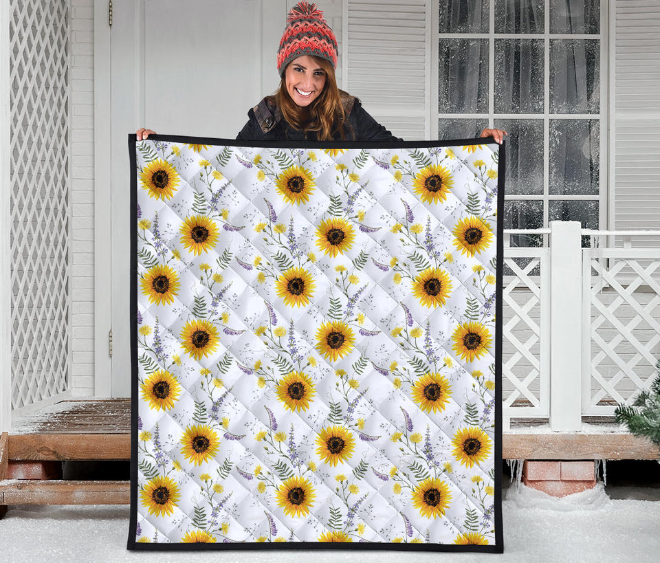 Beautiful Sunflowers Pattern Premium Quilt