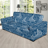 Hand Drawn Sailboat Pattern Sofa Slipcover