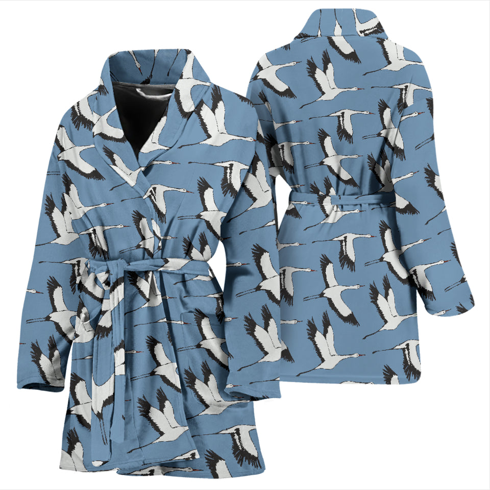 Seagull Pattern Print Design 04 Women's Bathrobe