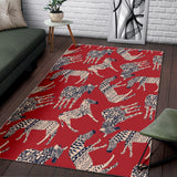 Zebra Abstract Red Background Area Rug