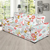 Maneki Neko Lucky Cat Fan Sakura Sofa Slipcover