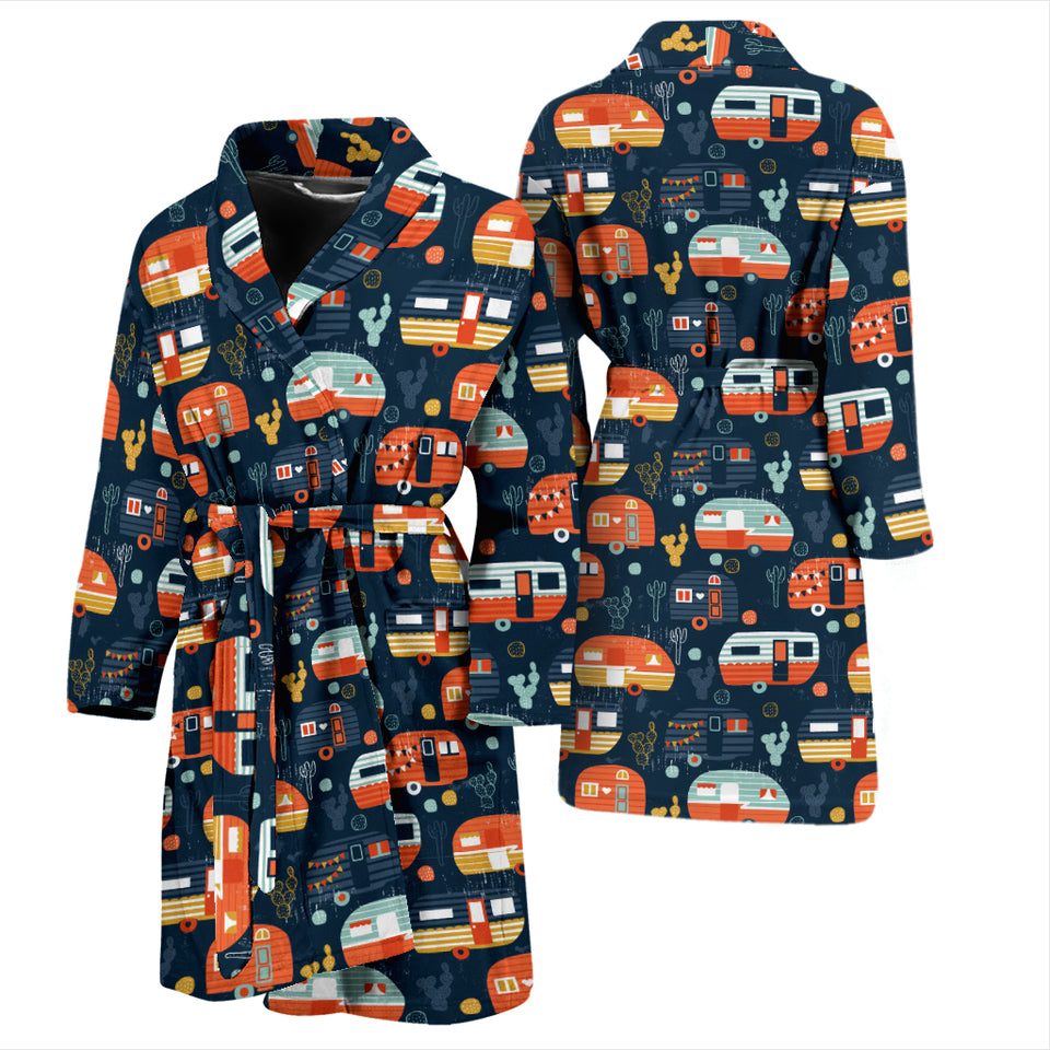 Camper Van Pattern Print Design 05 Men's Bathrobe