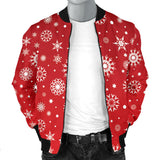 Snowflake Pattern Red Background Men'S Bomber Jacket