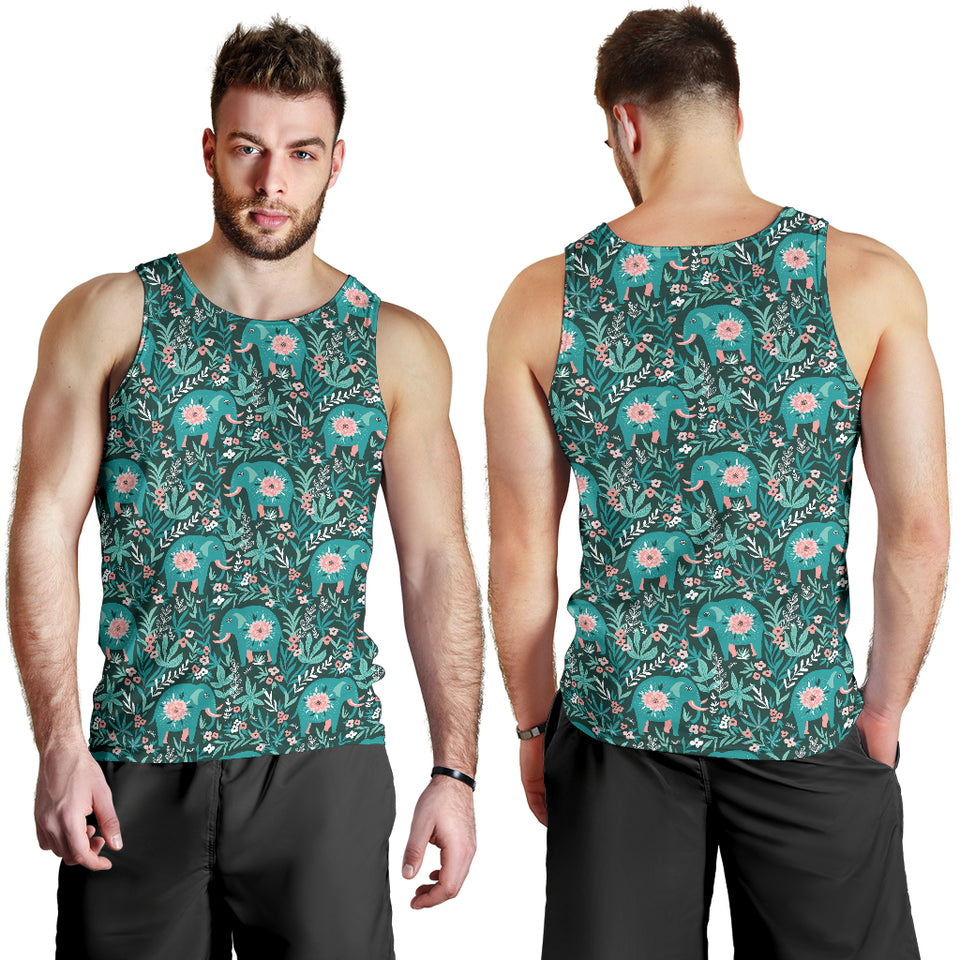 Elephants jungle pattern Men Tank Top