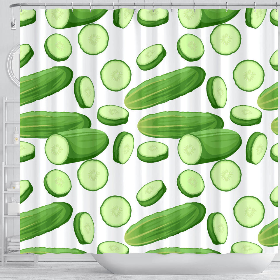 Cucumber Whole Slices Pattern Shower Curtain Fulfilled In US