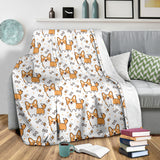 Cute Corgi Heart Star Bone Pattern Premium Blanket