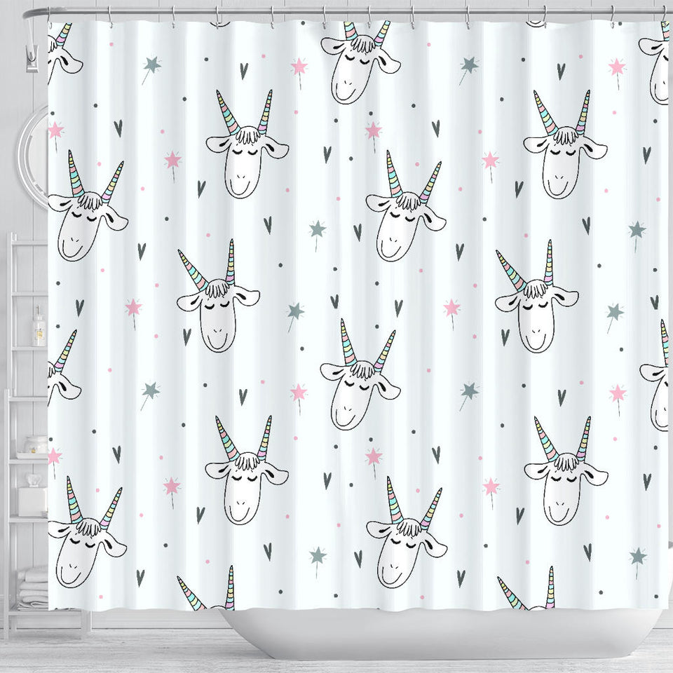 Cute Goat Design Pattern Shower Curtain Fulfilled In US