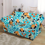 Cute Sea Otters Fishe Sea Urchin Pattern Loveseat Couch Slipcover