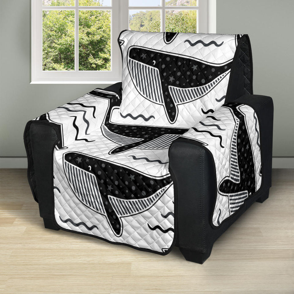 Black whale pattern Recliner Cover Protector