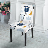Cute Sleeping Sheep Moon Cloud Pattern Dining Chair Slipcover
