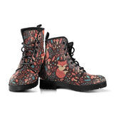 Fox Leaves Mushroom Pattern Leather Boots