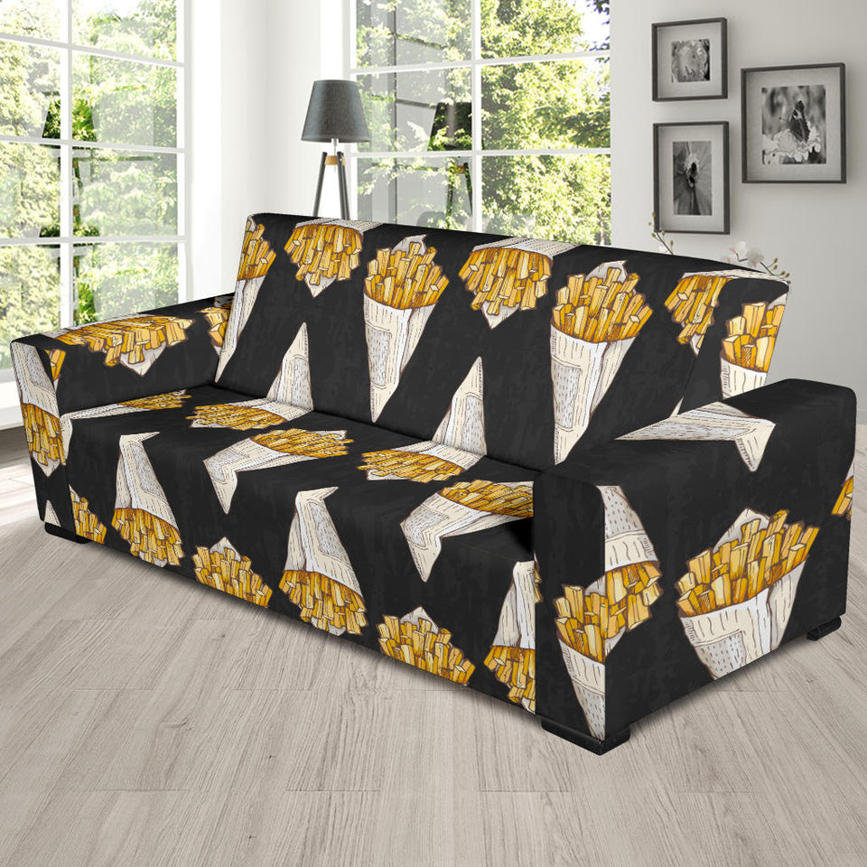 French Fries Dark Background Sofa Slipcover