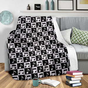 Music Notes Pattern Print Design 01 Premium Blanket