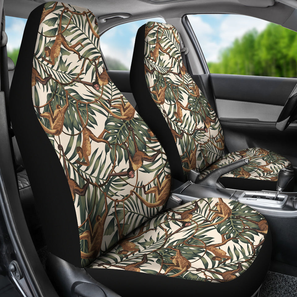 Monkey Tropical Leaves Background Universal Fit Car Seat Covers