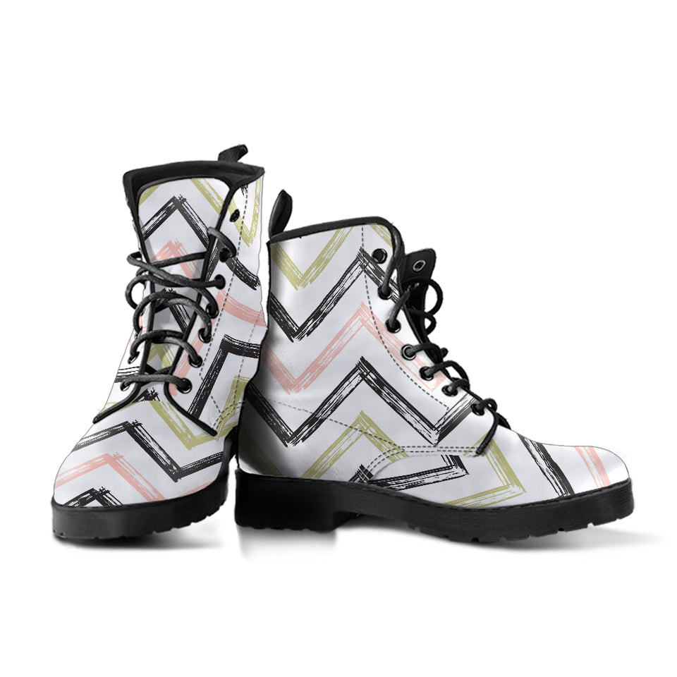Zigzag  Chevron Paint Pattern Leather Boots